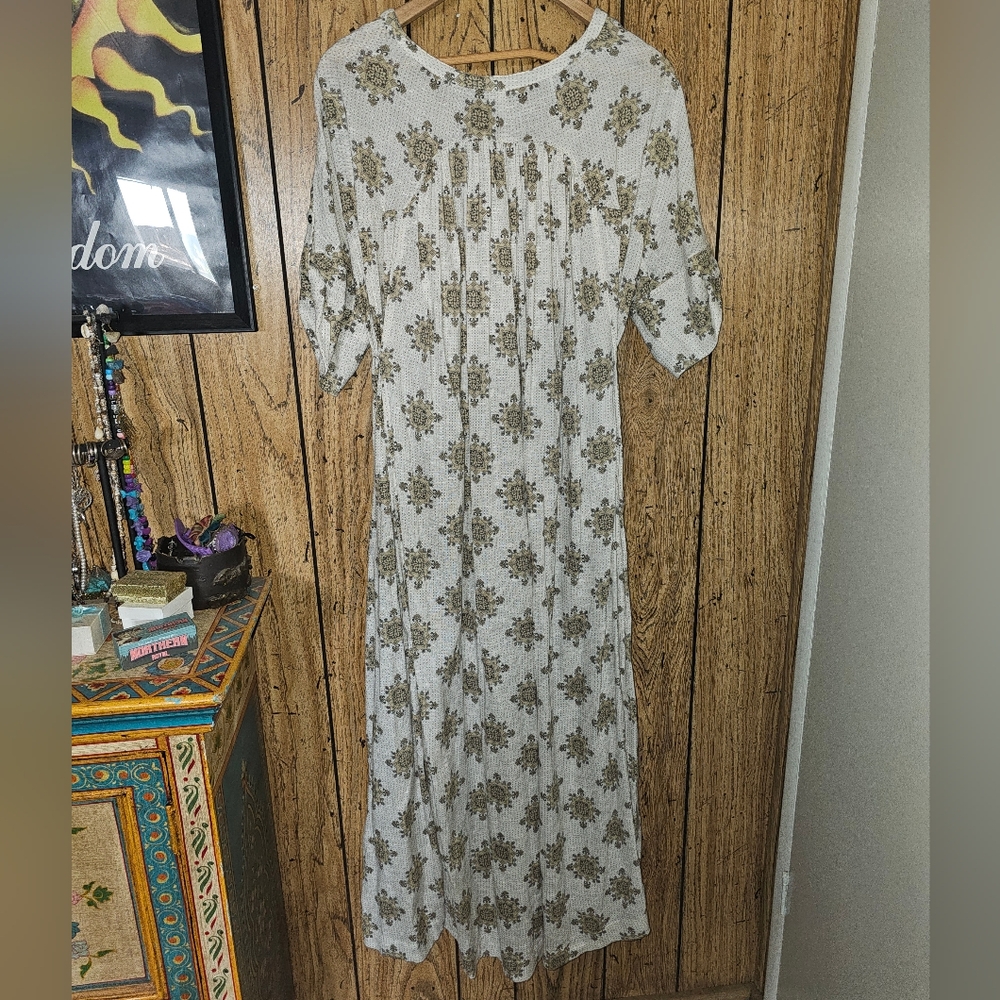 FREE PEOPLE X REVOLVE Oasis Boho Kimono Sleeve Maxi Dress Vanilla Combo - Small - Picture 11 of 12